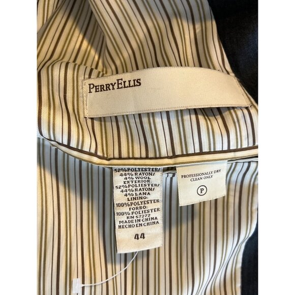 Perry Ellis Blazer Mens 44 Suit Jacket Sport Coat Gray Stripe Work Old Money - Picture 9 of 9